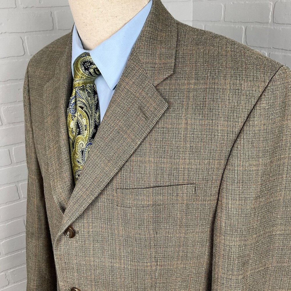 Lauren Ralph Lauren Blazer‎ Men 44 Blue Orange Plaid Silk Wool Jacket Canada VTG